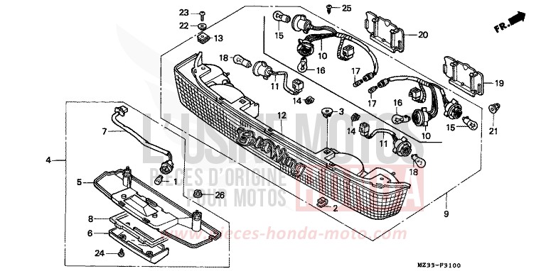 ECLAIRAGE DU COFFRE de Gold Wing Aspencade PEARL ROYAL MAGENTA (RP151) de 1993